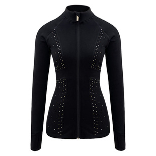 L家花样滑冰训练服女童炫彩加厚双面德绒保暖成人秋冬款夹克外套