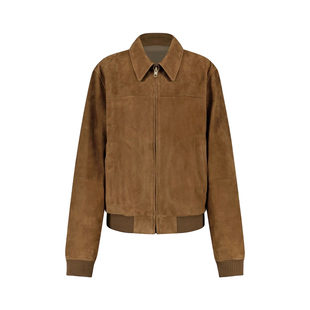 爱情怎么翻译高允真同款棕色复古风麂皮绒短外套女美拉德翻领夹克