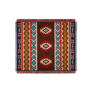 北欧民族风基里姆针织线毯沙发巾盖毯房车铺毯户外露营休闲毯披肩