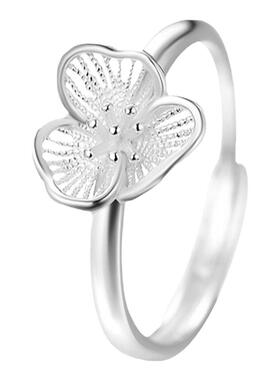晚舟s999足银镂空蕾丝花朵戒指女