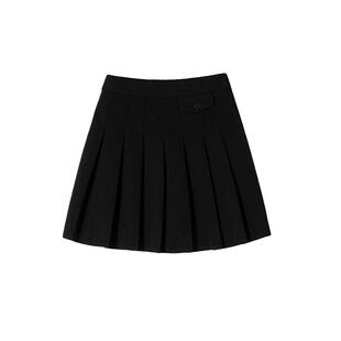 白鹿语高腰ins风百褶裙秋学院风加厚短款伞裙时尚减龄半身裙