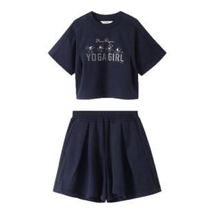 安奈儿童装女童短袖裤子套装夏新款休闲裙裤甜美弹力时尚