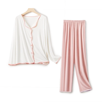 冰絲睡衣女夏款涼感開襟大碼居家