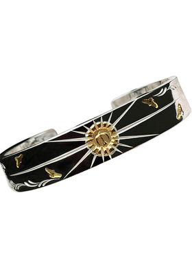 银创菊地健射线唐草24k错金手镯