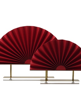 新中式红色扇子软装摆件