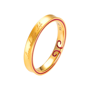 超定足金999黄金戒指情侣对戒定制刻字新年礼物大话西游 一生所爱