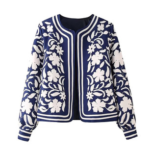 JINGONI花朵薄款棉衣外套女上衣棉服秋冬季新款法式宽松显瘦高级