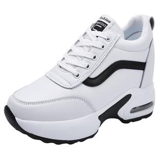 休闲鞋女内增高运动透气系带高跟旅游鞋韩版百搭2026新款小白鞋女