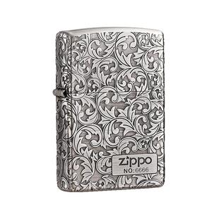 zippo打火机四面唐草古银深雕珍藏限量版编号煤油防风礼物送男友