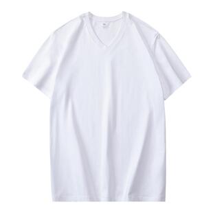 2026学生男士短袖t恤V领宽松衣服夏季纯棉半袖体恤男装打底上衣服