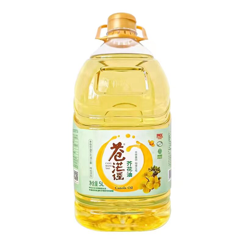 苍茫谣芥花油低芥酸菜籽油5升纯正食用家用油一级压榨桶装绿色L