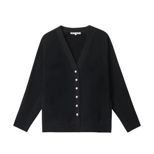 23区日系春秋季通勤职业OL宽松版V领针织开衫编织衫上衣商场同款