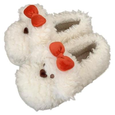 细细条可爱泰迪狗狗包跟棉拖鞋