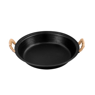 王源吉双耳老式铸铁煎锅平底铸铁锅牛排无涂层不易粘锅不粘烙饼