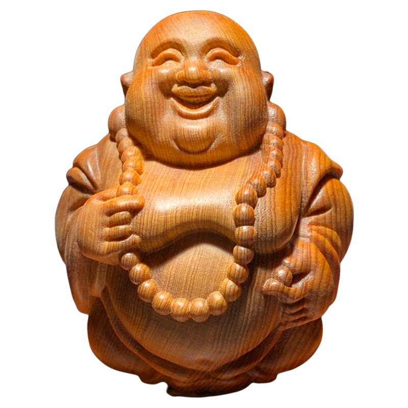 天然崖柏无漆无胶无蜡弥勒佛把件