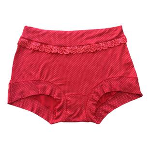 曼丽妃女士内裤加大中高腰高莫代尔粘纤柔软蕾丝边竹纤维短裤8105