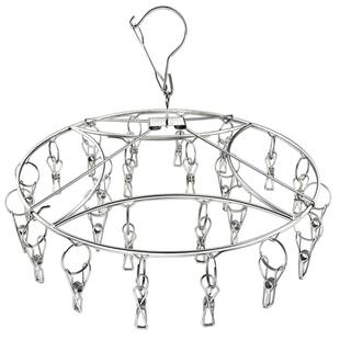 不锈钢袜子架圆形晾晒袜架多功能晒袜子神器婴儿内衣多夹子晾衣架