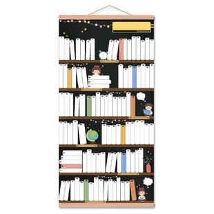 儿童自律学习记录表挂图挑战100本阅读打卡读书小书架涂色墙贴