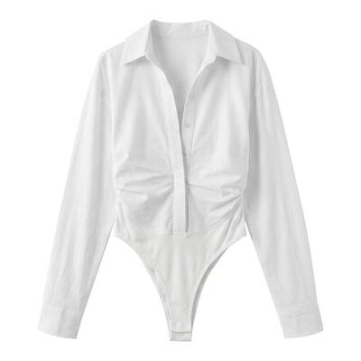 FDR官方店 UPF50+防晒凉感假两件衬衣连体修身白色外套衬衫女款