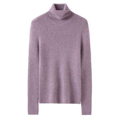 翻领长袖羊毛衫女纯色针织毛线衣