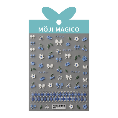 茉季中国美甲贴纸立体浮雕效果