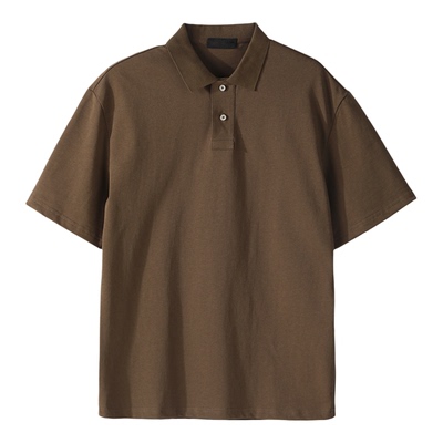 LUUD 男士夏季100%纯棉重磅高端短袖T恤衫拼接针织翻领polo衫上衣