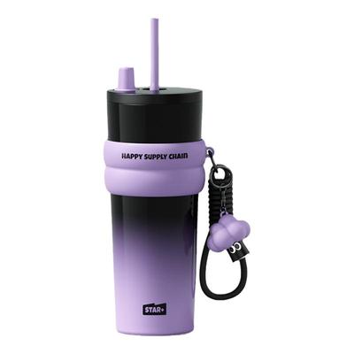 世大家吸管保温杯女2025新款高颜值大容量陶瓷内胆车载吸管水杯子