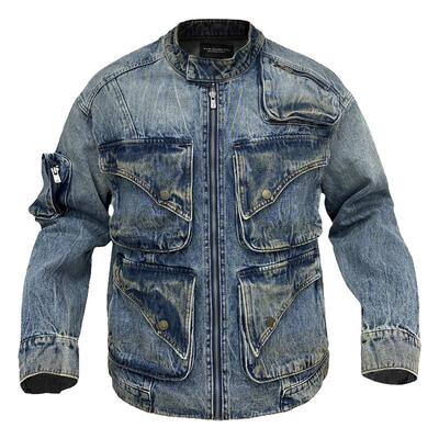 EVIL GAZER宽松复古褶皱黄泥染洗水做旧牛仔外套Archive短款夹克