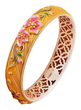 银千造足银999描金珐琅彩手镯