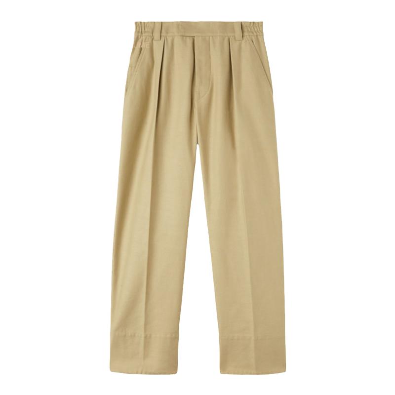 Loro Piana/诺悠翩雅男裤沙漠干叶色高腰棉质长裤