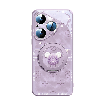 适用华为pura80花瓣熊玻璃壳