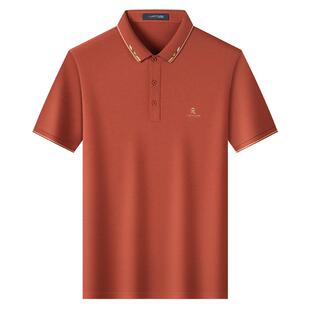 [桑蚕丝/凉感丝光棉]梦特娇26夏季男士短袖polo衫翻领纯色棉T恤J
