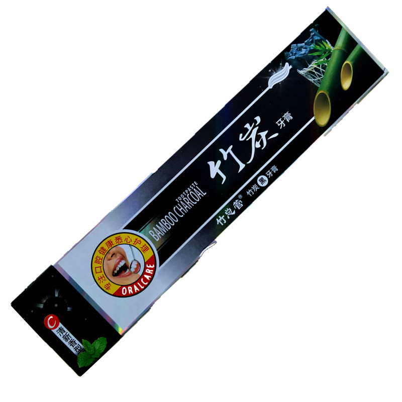 竹总管竹炭黑牙膏活性炭亮白牙齿祛口臭牙黄烟渍茶渍清新口气160g