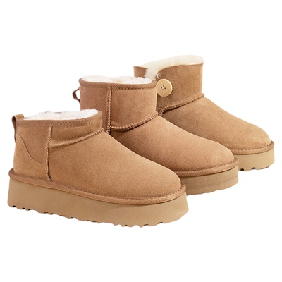 厚底雪地靴羊皮毛一体真皮羊毛