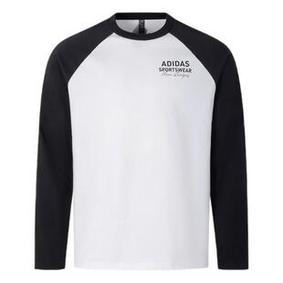 休闲宽松撞色纯棉圆领长袖T恤adidas阿迪达斯官方outlets轻运动