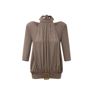 AE30 Saint 复古爆闪满钻假两件拼接上衣 千禧修身六分袖T恤