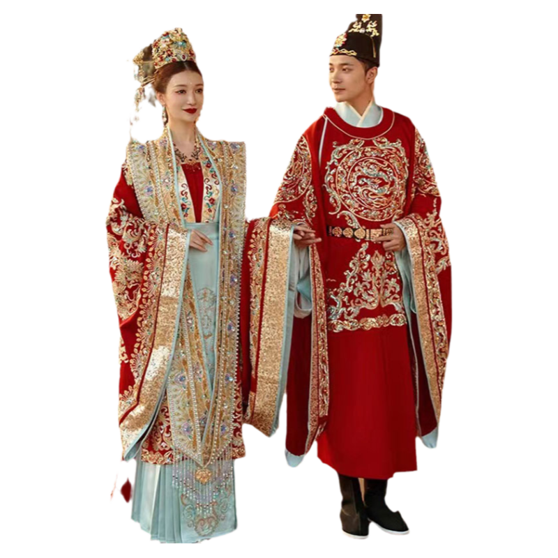 帛闻宋制汉服婚服2025新娘嫁衣中式凤冠霞帔男女套装结婚明制古装