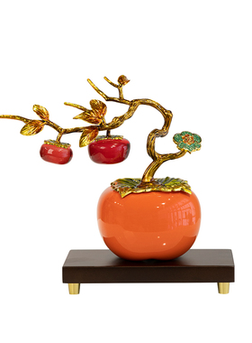 柏梵珐琅彩柿柿如意高级感摆件