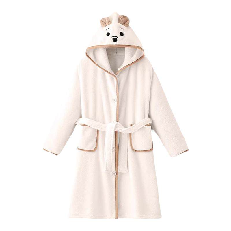 吸水儿童浴袍加厚珊瑚绒睡袍腰带毛巾料连帽家居服游泳穿卡通可爱