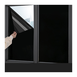 黑色遮光玻璃贴纸防走光窗户防窥膜全遮光不透光门窗遮阳贴膜神器