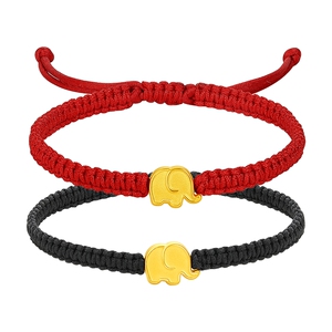 周六福黄金手绳男女情侣款双象奔赴红黑编织足金定价节日礼物官方