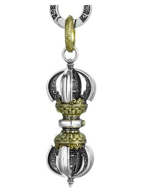 立体金刚杵吊坠纯银复古降魔杵