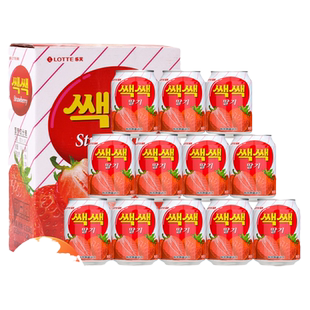 韩国进口乐天草莓汁饮料果汁饮品整箱批特价原装网红爆款易拉罐
