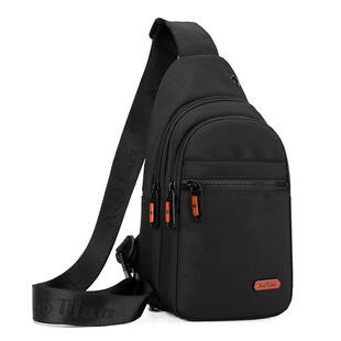 男士胸包斜挎包潮牌胸前包时尚运动黑色牛津布挎包单肩休闲男包