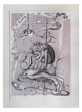 萨尔瓦多.达利 亲笔签名 彩色石版画 【庞大古埃离奇之梦】收藏