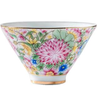 珐琅彩主人杯陶瓷功夫茶杯扒花品茗杯万花八角杯粉彩单杯专用高档