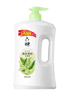六神沐浴露清凉爽肤绿茶甘草冰片冰爽芦荟滋润1.5L家庭装大容量1L