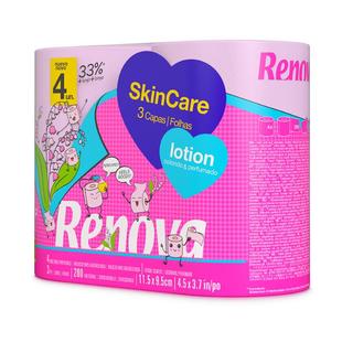 Renova樱花粉色手纸玫瑰香味 彩色有芯卷纸卫生间卷筒纸4卷卫生纸