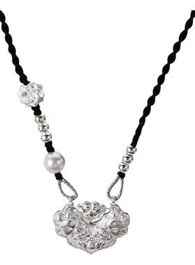 宝茉S990足银锦鲤莲花吊坠民族风