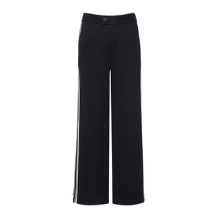 傲丝度高腰直筒休闲裤女2026春季新款撞色宽松阔腿百搭运动长裤子